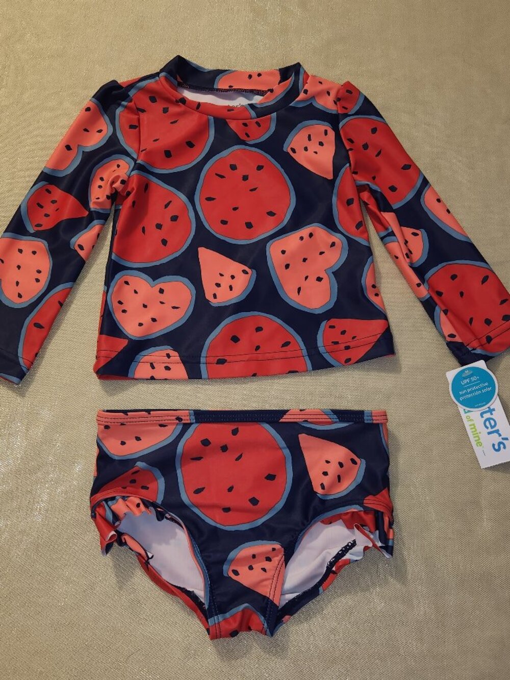 Carter's Child of Mine Girls Rash Guard Swim Set 18M Watermelon UPF 50+ NEW